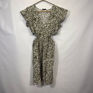 Rails Olive Vine Floral Nyla Cutout Waist Mini Dress Small NWT